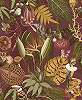 Bohém dekor tapéta kaméleon tukán mintával burgundy bordó színben