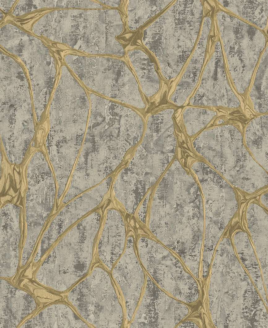 Szürkés színű luxus tapéta arany hatású háló mintával