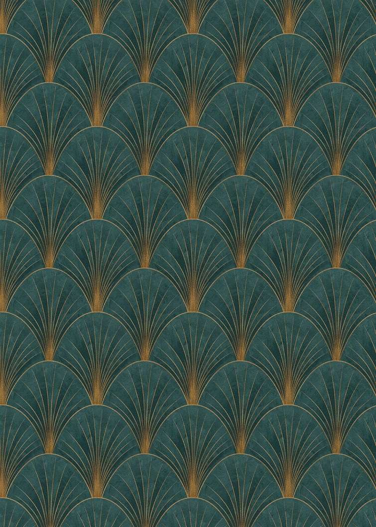 Türkiz tapéta elegáns arany art deco mintával