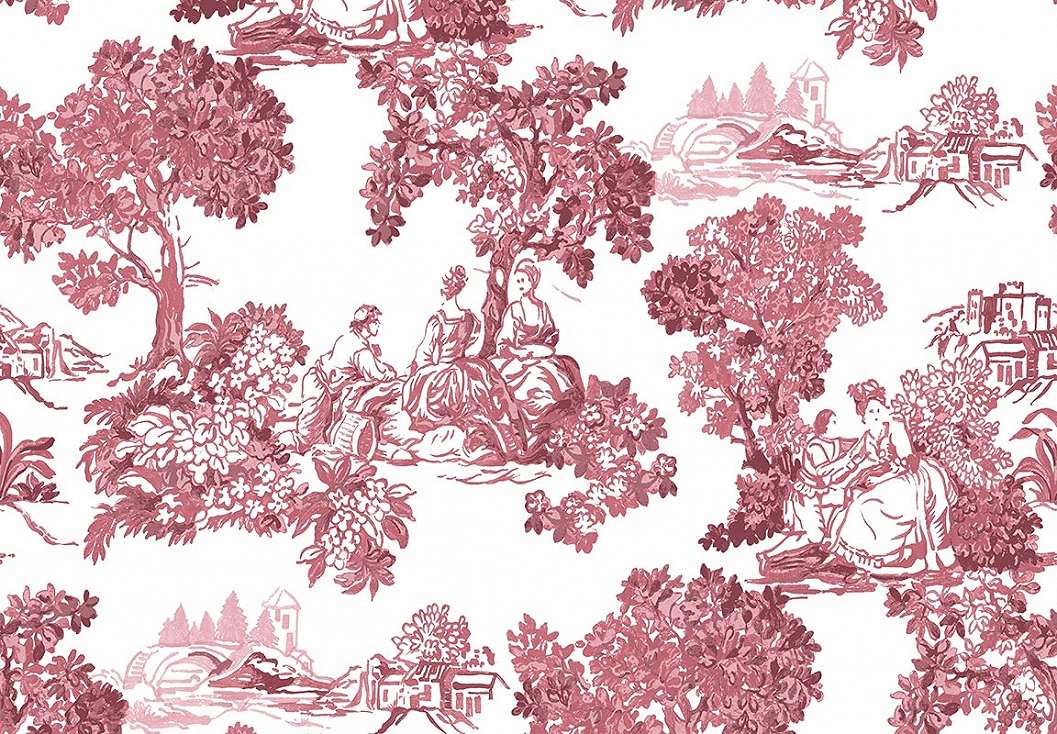Bordó klasszikus TOILE stílusú design tapéta