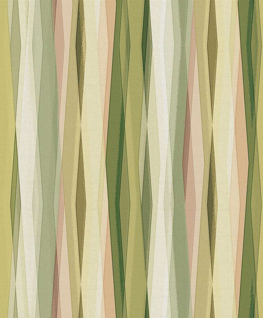Dekor tapéta csíkos mintával zöld és barack színben