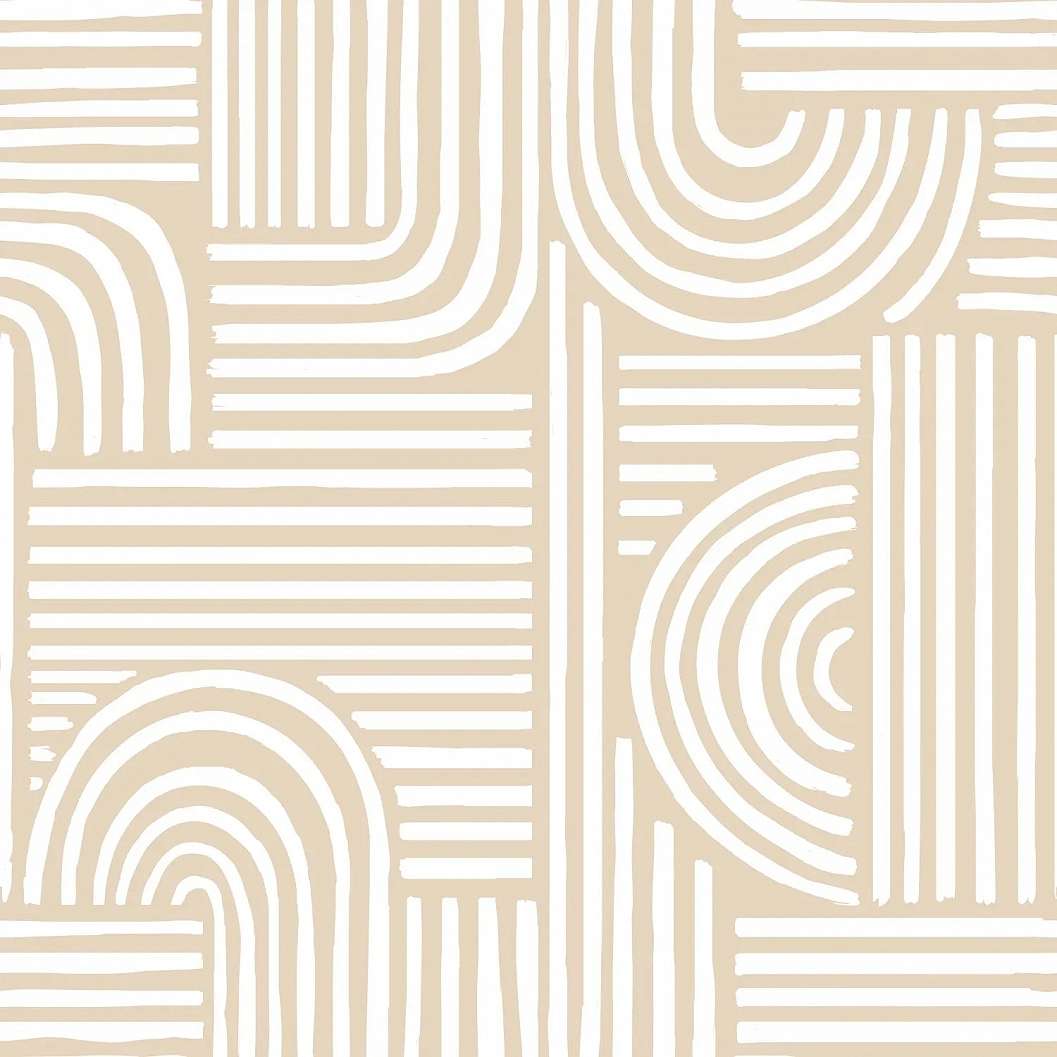 Dekor tapéta geometrikus mintás homok színben