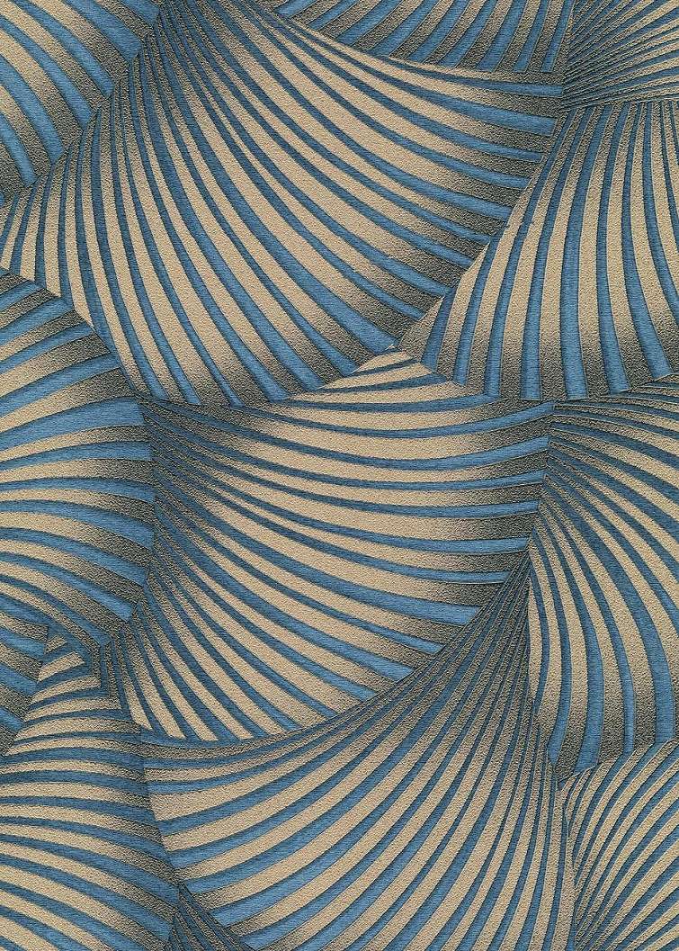 Dekor tapéta kék arany 3D hatású geometrikus mintával