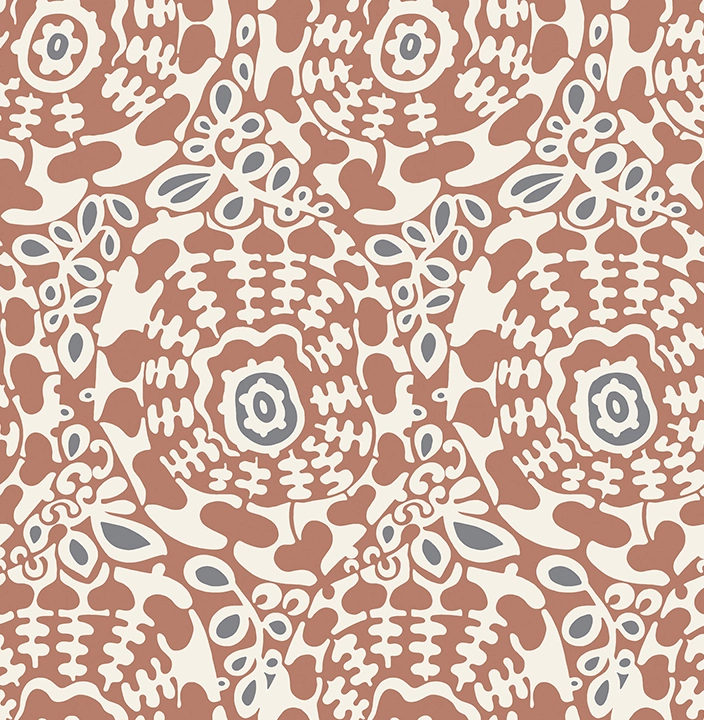 Dekor tapéta terrakotta leveles absztrakt mintával