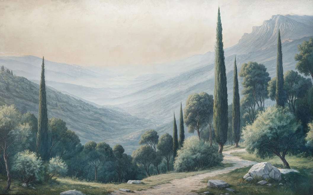 Mediterrán toscan tájkép mintás fotótapéta