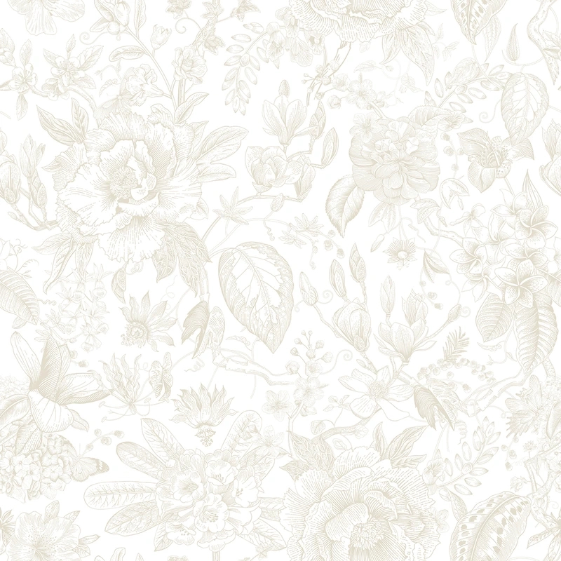 Pompöös virág mintás tapéta beige színben