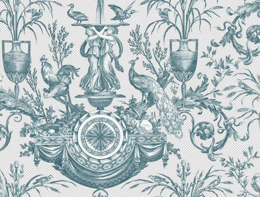 Türkiz kék klasszikus mintás York design tapéta