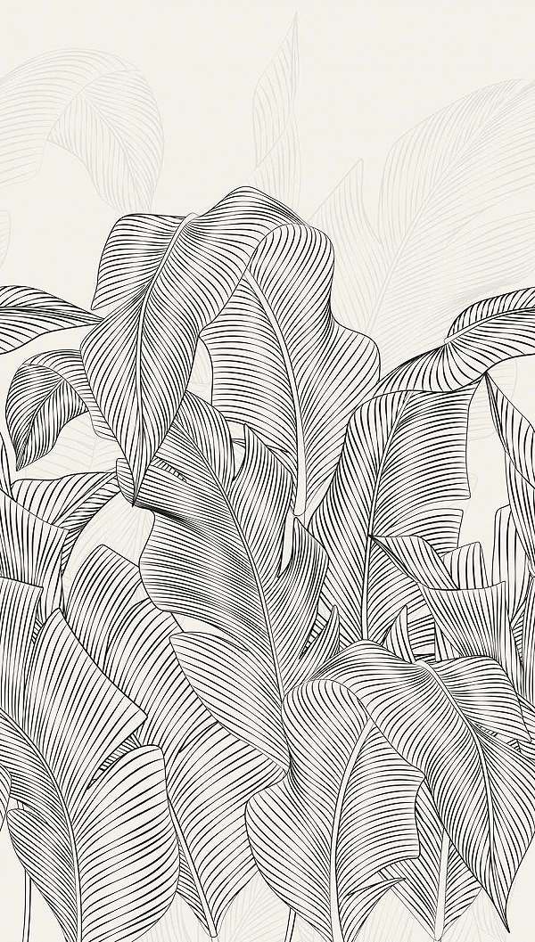 Vinyl fekete fehér óriás levél mintás fotótapéta